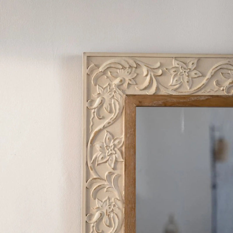 Vintage Carved Pattern Rectangular Wall Mirror by HouseOfZazla
