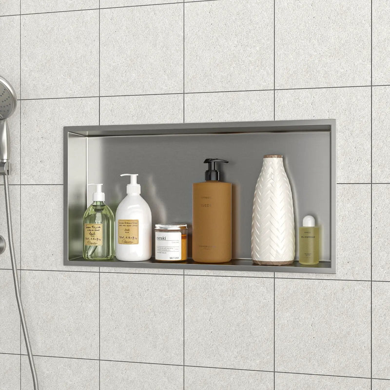 Stainless Steel Shower Niche With Seamless Design For Bathroom Storage by HouseOfZazla