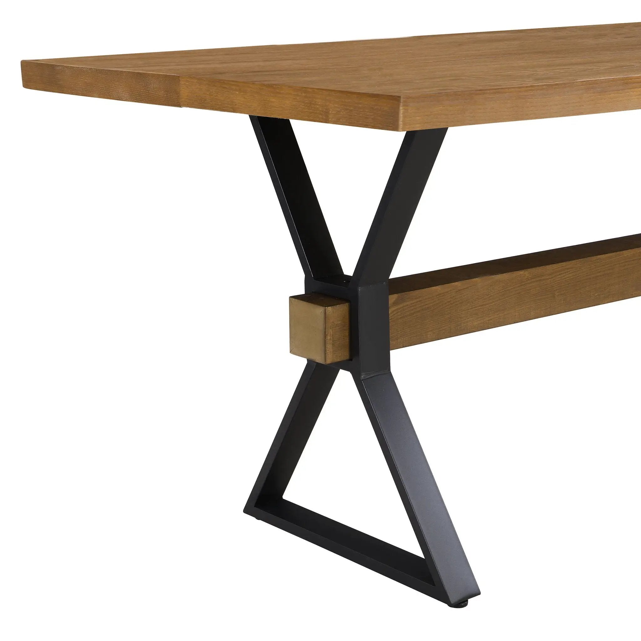 Farmhouse Style X Shaped Legs Dining Table With Moulded Details - Brown by HouseOfZazla