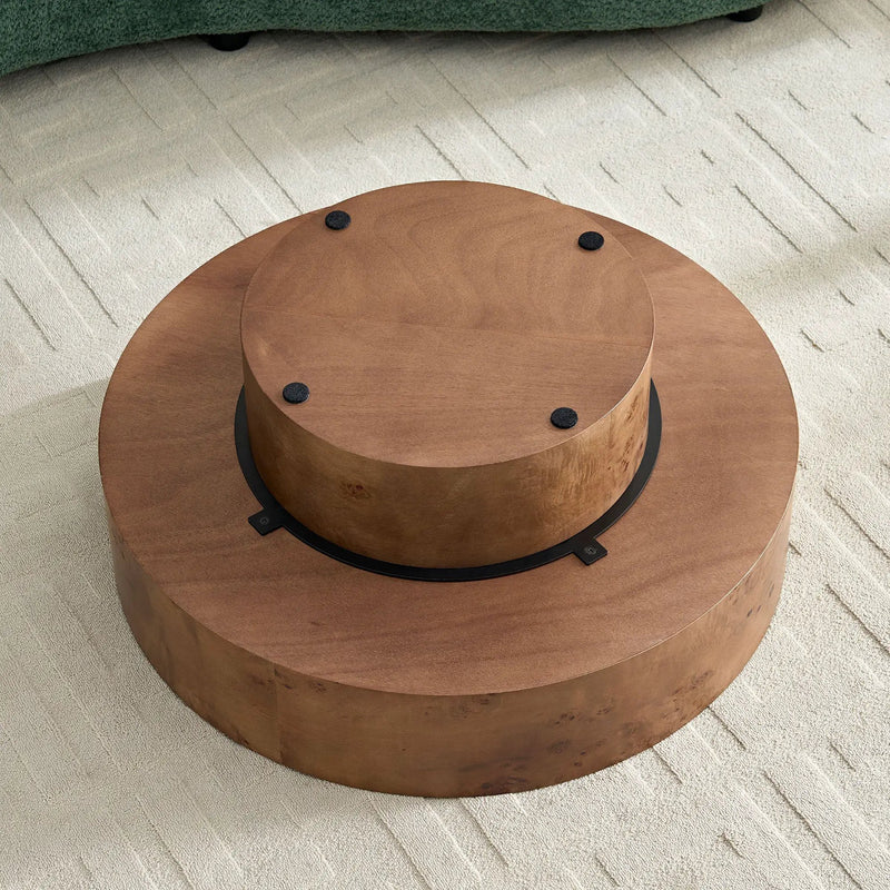 31.49" Burl Wood Veneer Round Coffee Table by HouseOfZazla