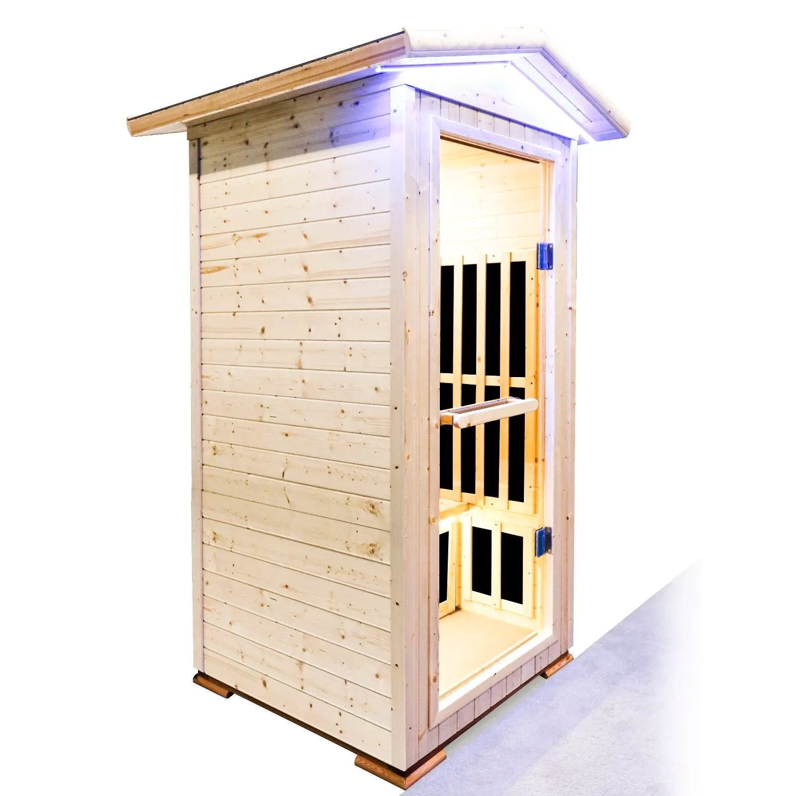 Single Person Spruce Far Infrared Sauna With Ambient Lighting And Bluetooth Music - Natural by HouseOfZazla