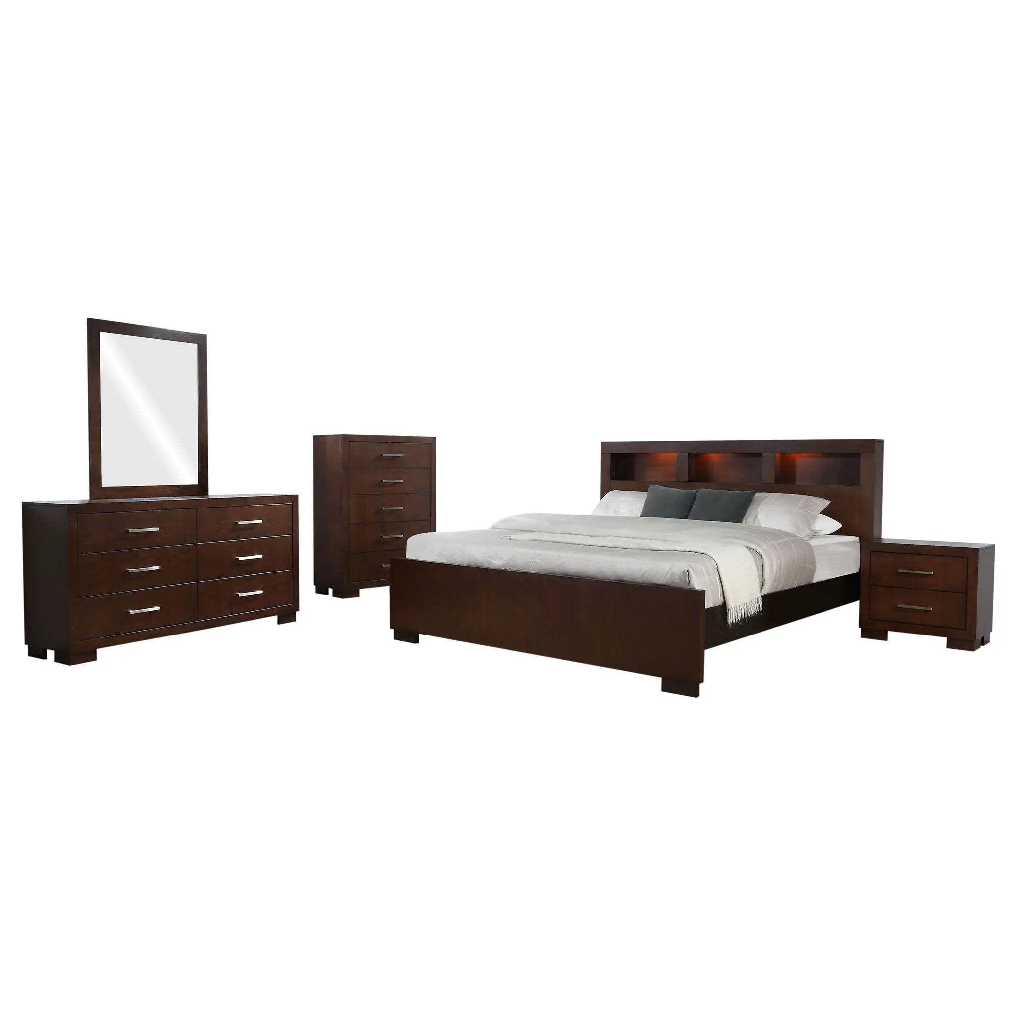 Jessica 5-piece California King Bedroom Set Cappuccino by Unique Piece Furniture