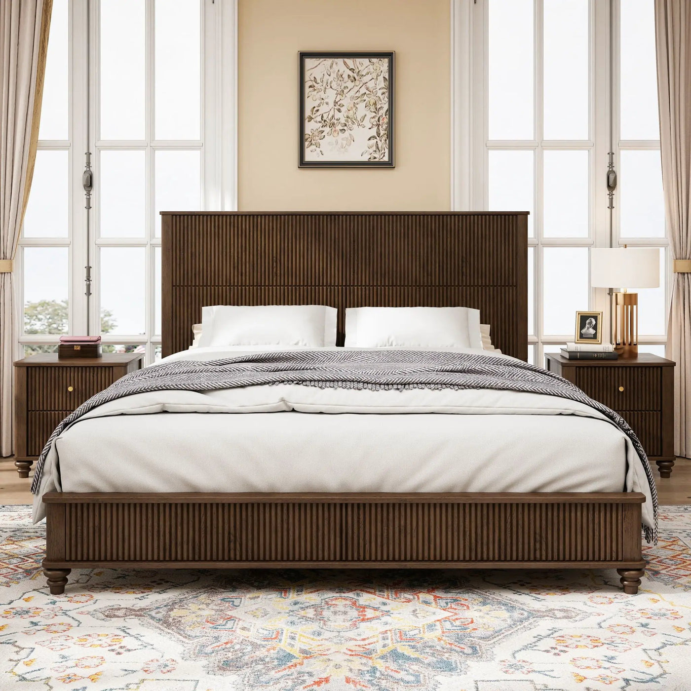 Platform Bed Frame With Tall Headboard by HouseOfZazla