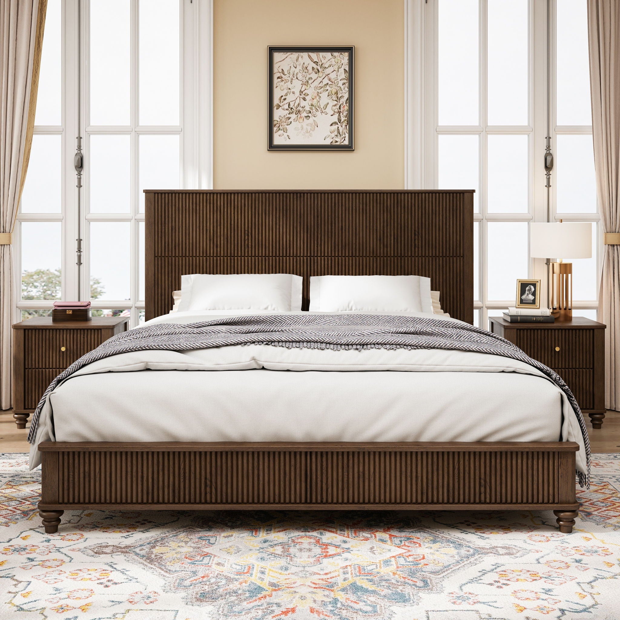 Platform Bed Frame With Tall Headboard by HouseOfZazla
