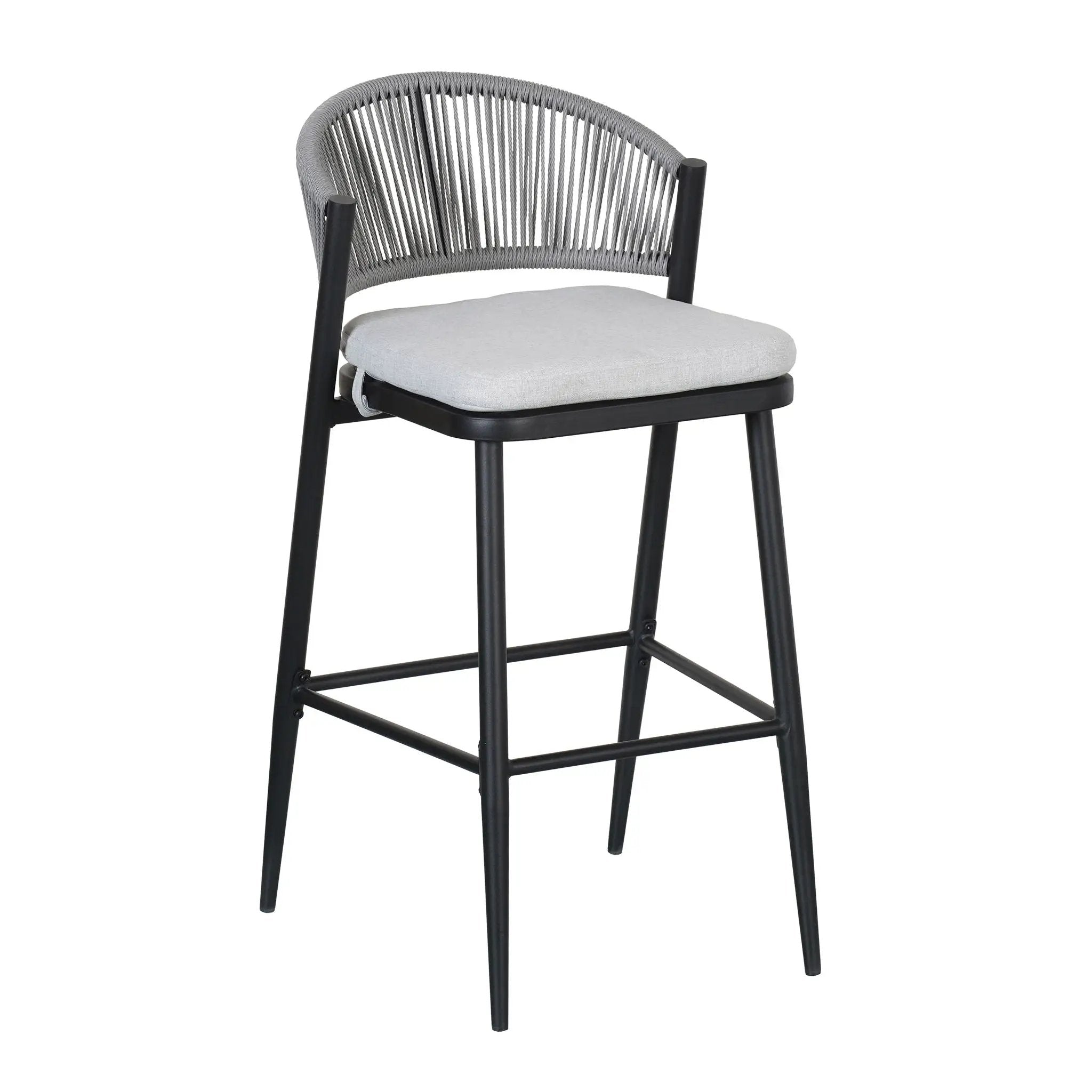 Outdoor Bar Height Metal Frame Counter Stools with Scallop-Shaped Backrest & Water-Resistant Cushions by HouseOfZazla