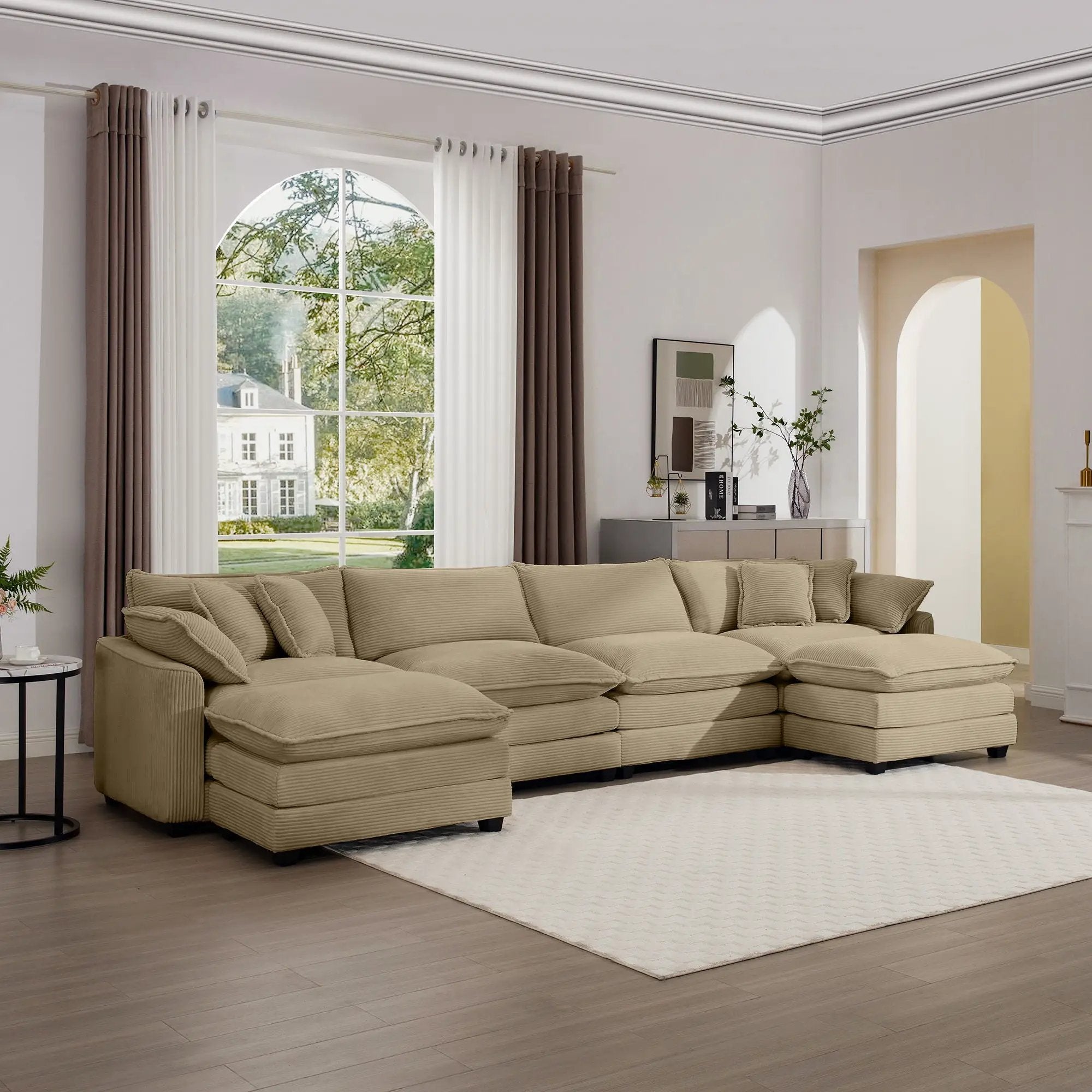 Modern Oversized Modular Cushion Sofa With Ottoman, Low Back, Deep Seating Sofa Set by Unique Piece Furniture