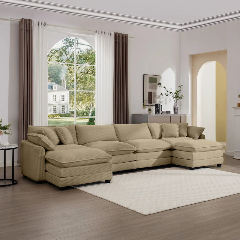 Modern Oversized Modular Cushion Sofa With Ottoman, Low Back, Deep Seating Sofa Set by HouseOfZazla