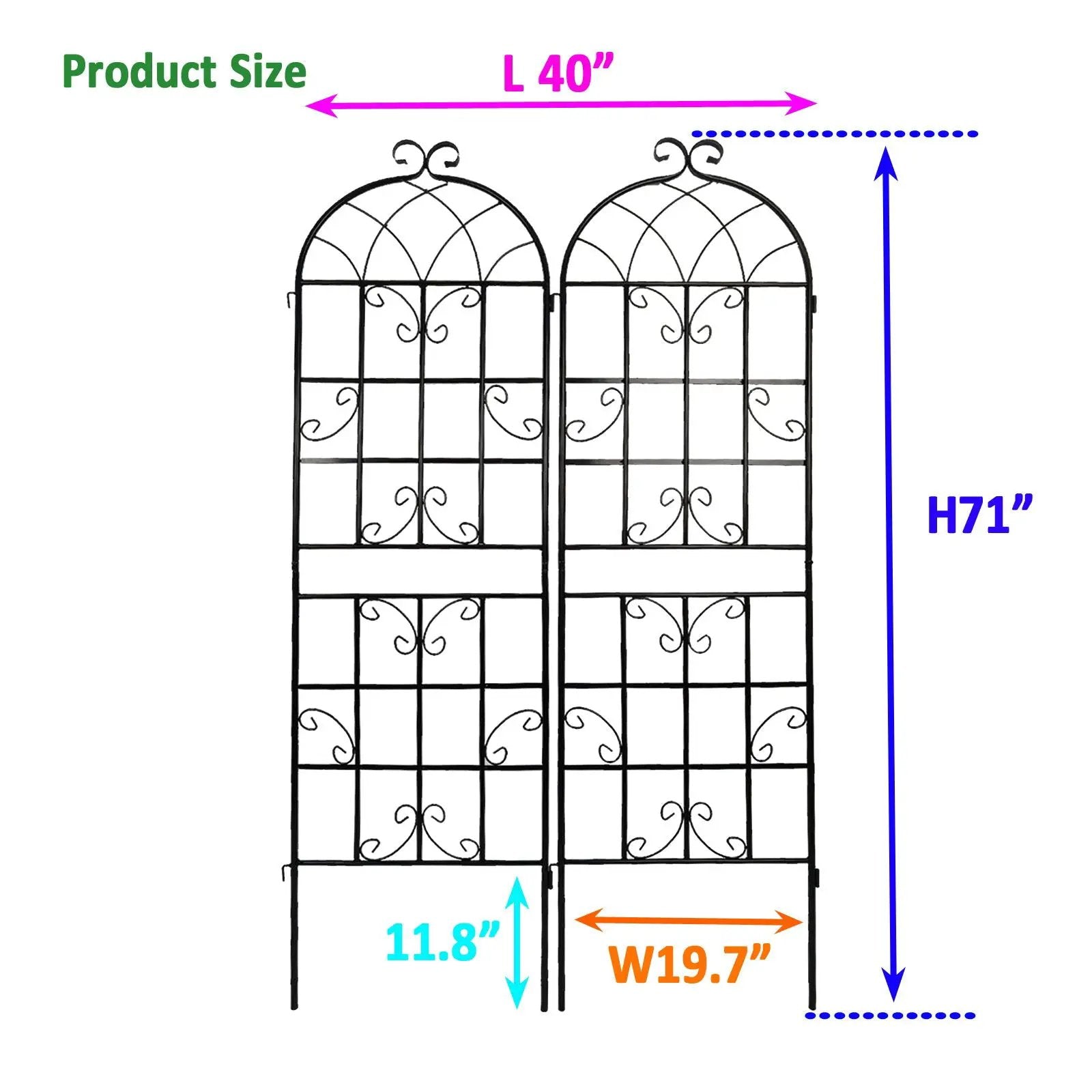 Metal Garden Rustproof Trellis For Climbing Plants Outdoor Flower Support by Unique Piece Furniture