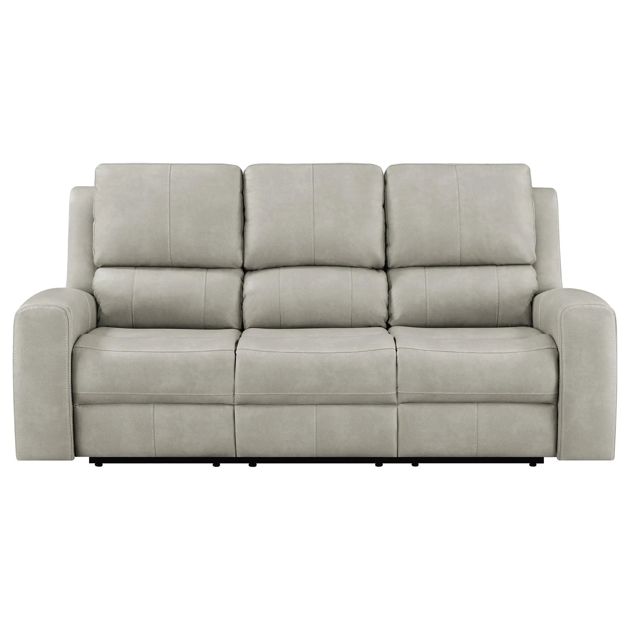 Brickston Triple Power Reclining Sofa Grey by Unique Piece Furniture