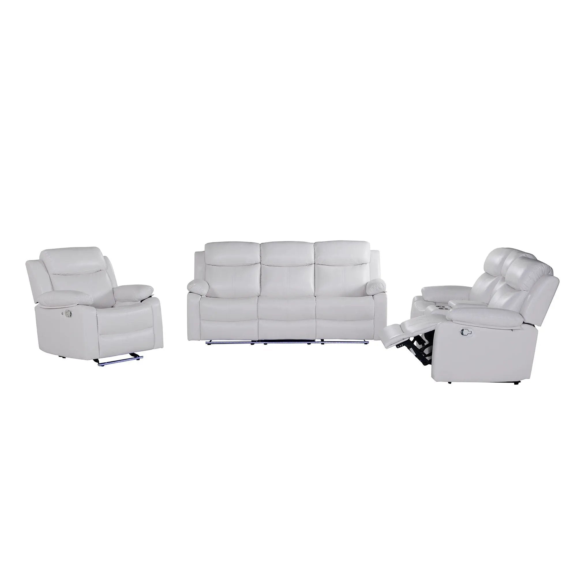 Blanche - Reclining Set With LED Lights, Speaker by HouseOfZazla