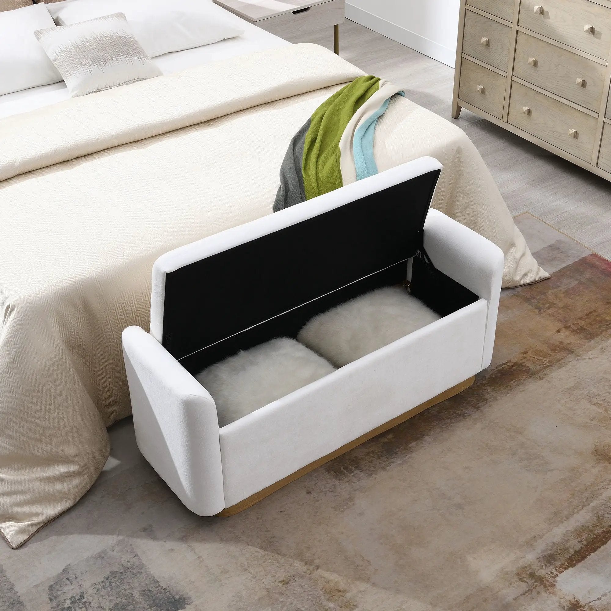 Upholstered Storage Bench With Safety Hinge by HouseOfZazla