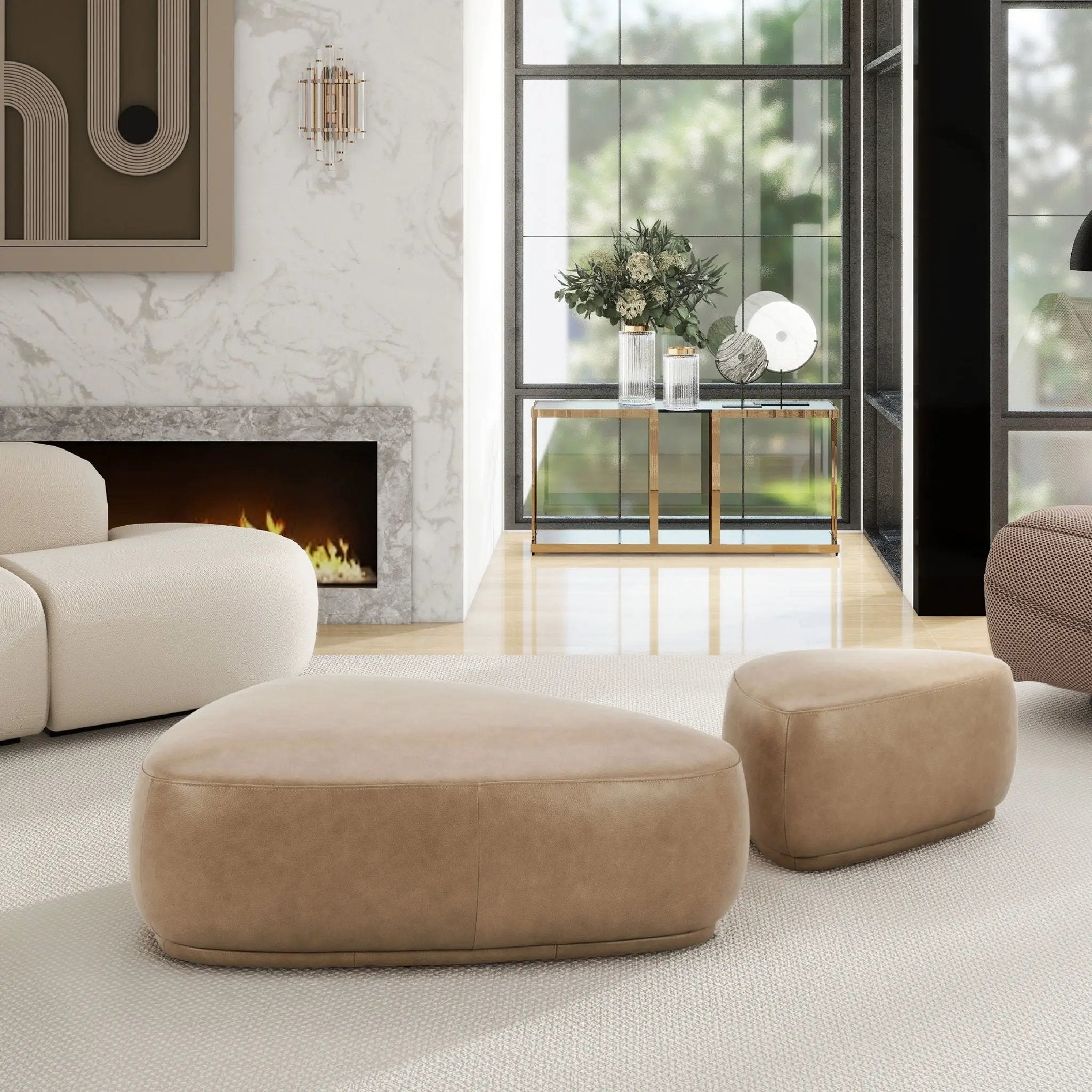 Pebble - Rounded Triangle Cocktail Ottoman by Unique Piece Furniture