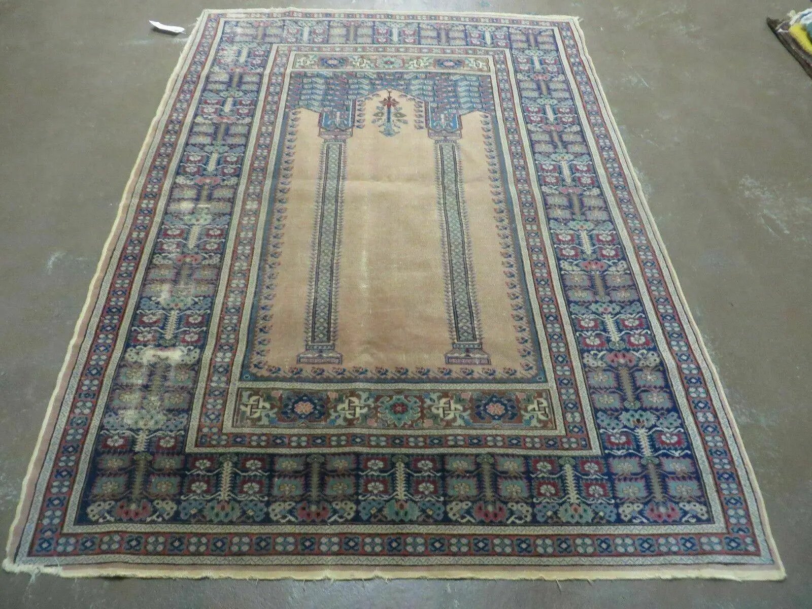 4' X 6' Antique Handmade Turkish Mehrab Prayer Wool Rug Lantern Beautiful by Jewel Rugs