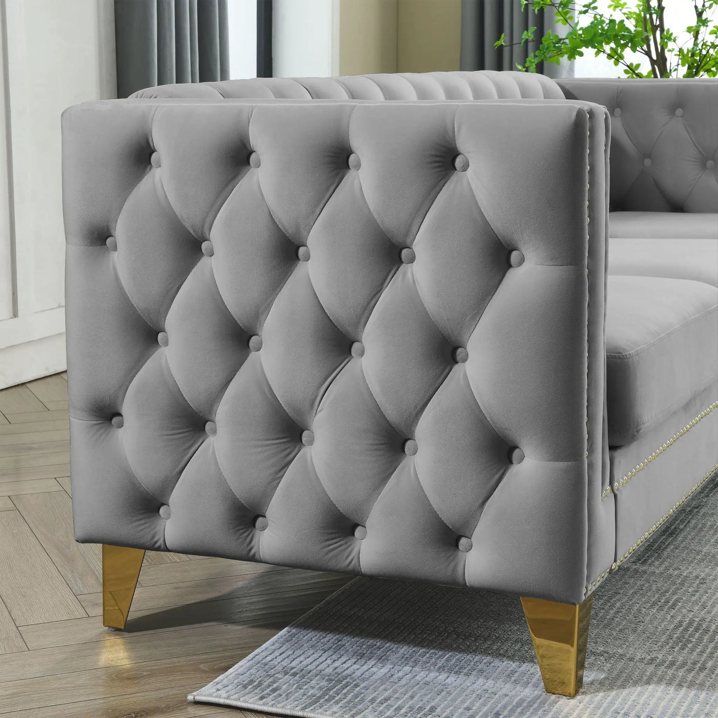 L-Shaped Corner Sofa, 5 Seater Sectional With Tufted Design by HouseOfZazla