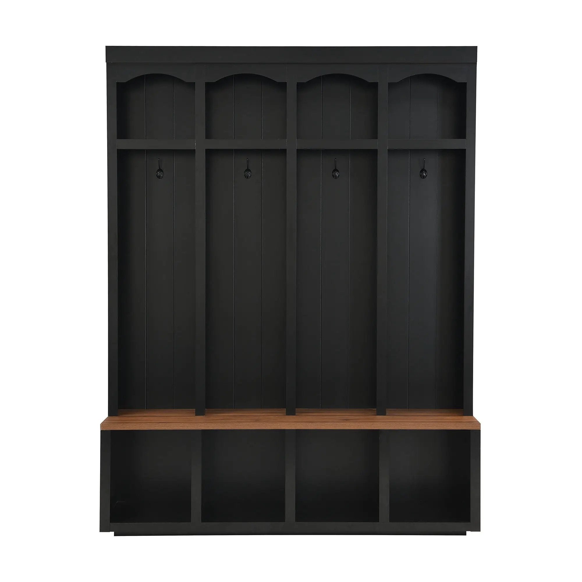 Entryway Hall Tree With Bench, 4 Hooks & Open Storage Space by HouseOfZazla