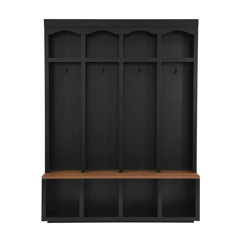 Entryway Hall Tree With Bench, 4 Hooks & Open Storage Space by HouseOfZazla