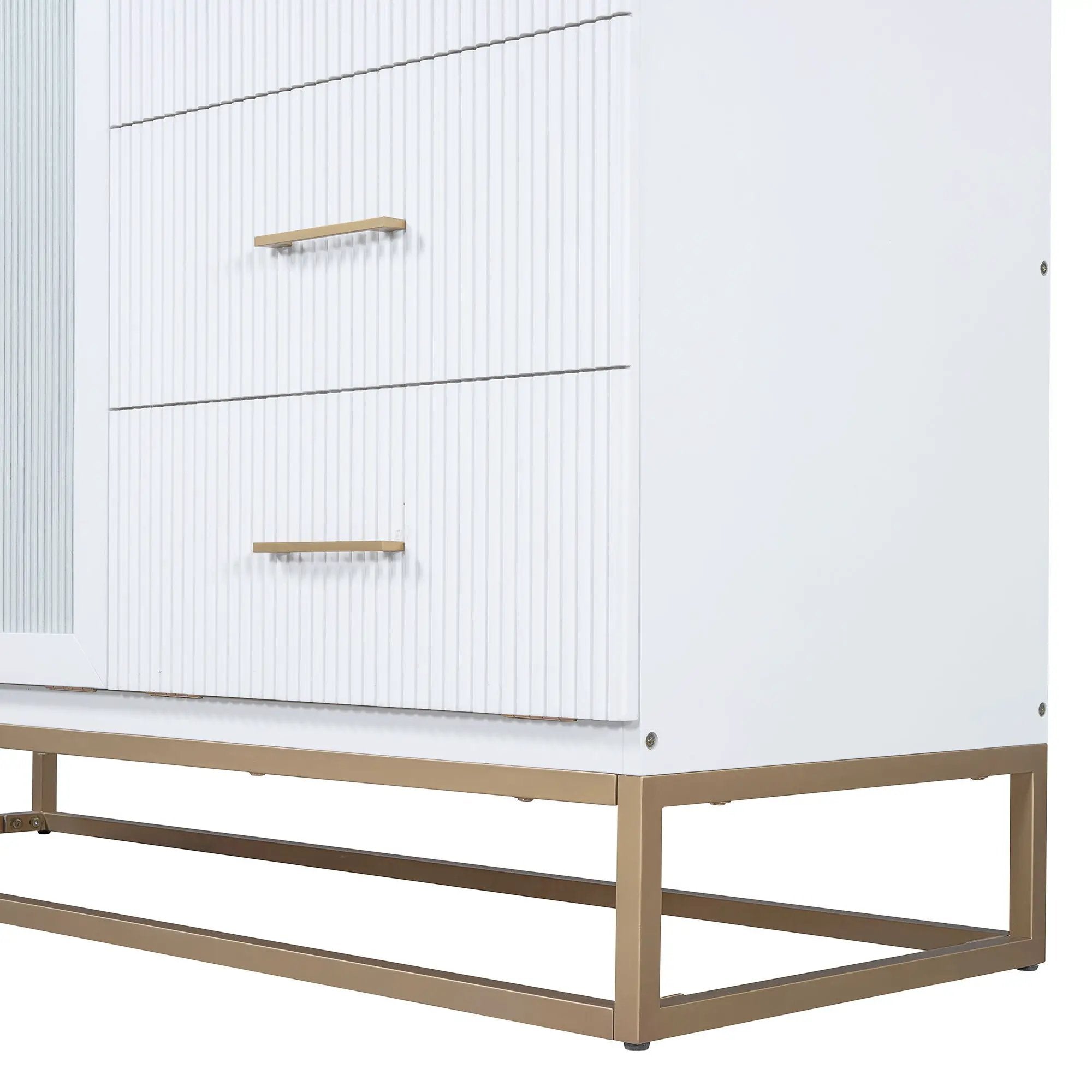 Murphy Bed With Frosted Glass Doors Design, Fake Drawers, Metal Legs by HouseOfZazla