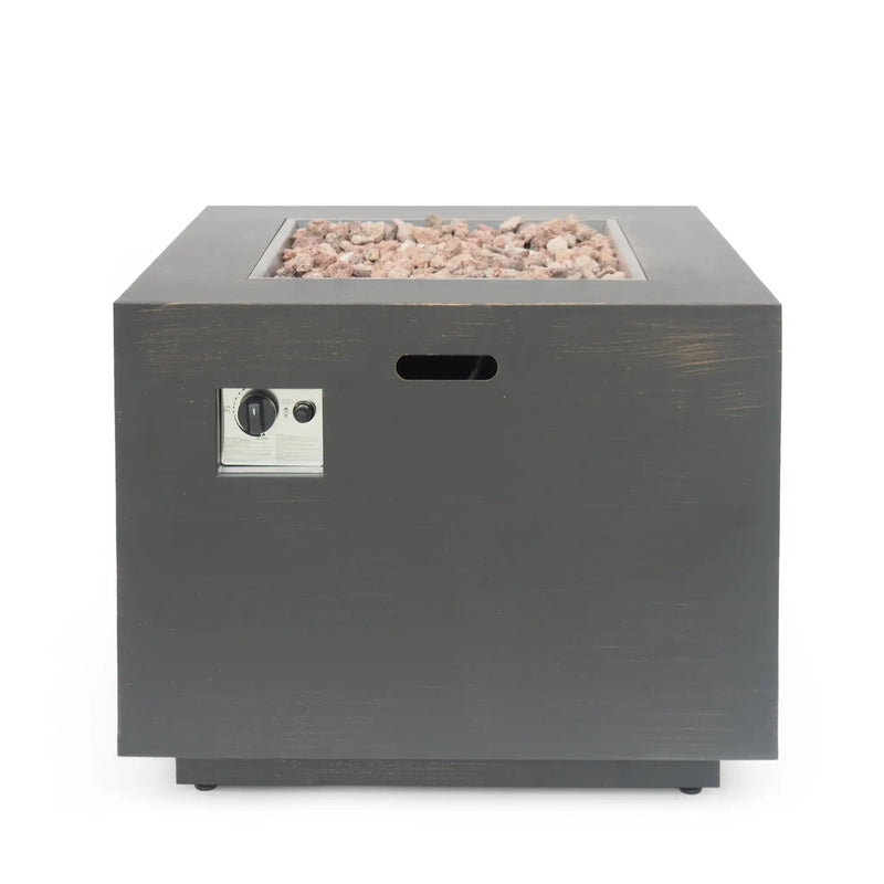 33" Outdoor Iron Square Propane Fire Pit - Brushed Brown by HouseOfZazla