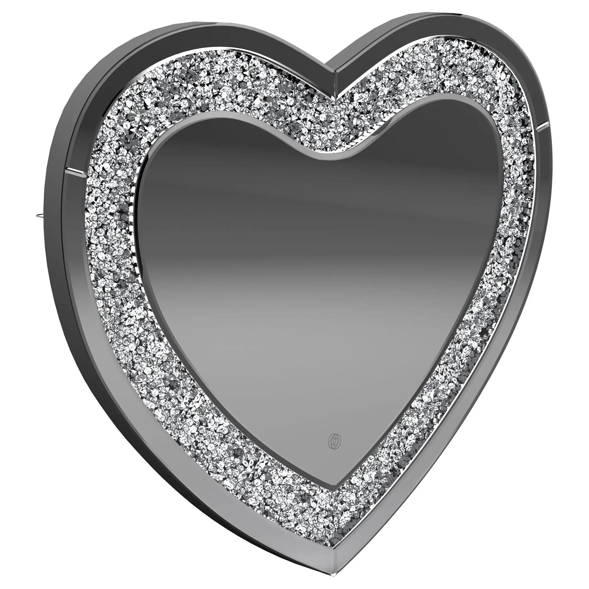 Aiko 36 x 30 Inch Heart Shaped LED Light Wall Mirror Silver by Unique Piece Furniture