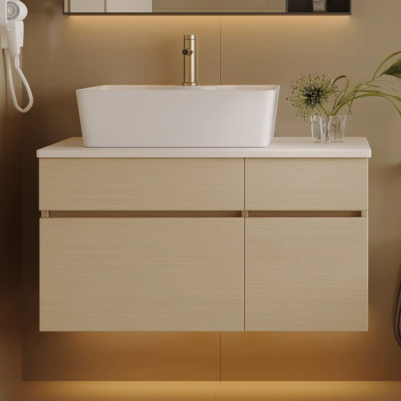 Floating Single Small Bathroom Vanity with Sink by HouseOfZazla