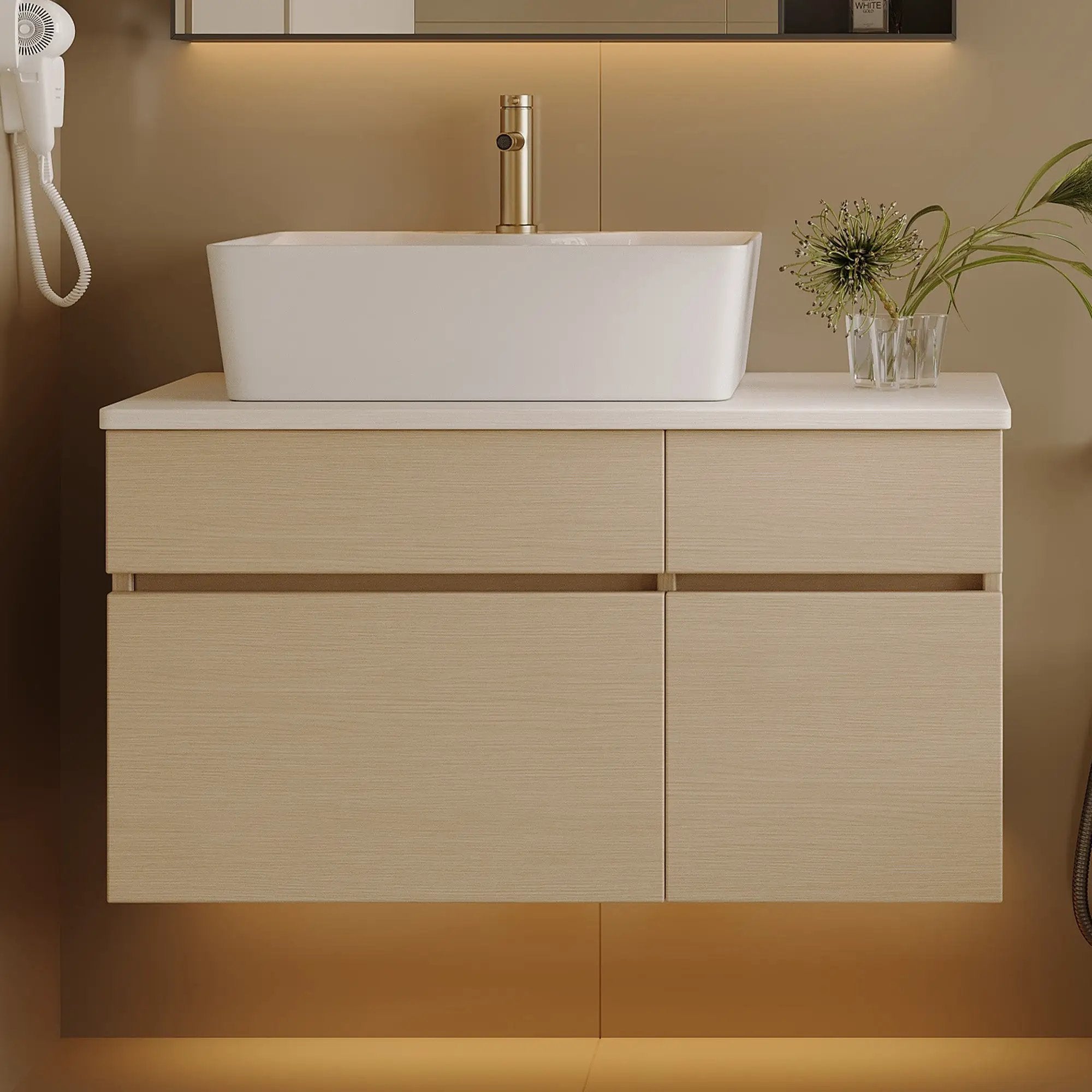 Floating Single Small Bathroom Vanity with Sink by HouseOfZazla