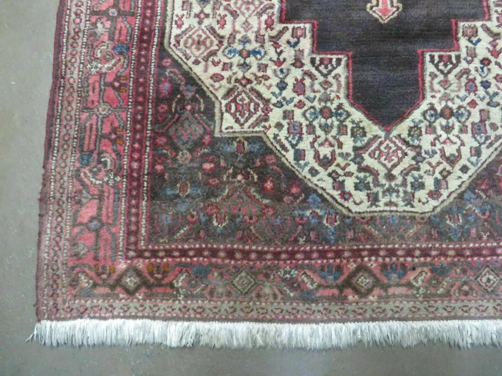 4' X 5' Antique Handmade India Floral Oriental Wool Rug Brown Vegetable Dyes by Jewel Rugs