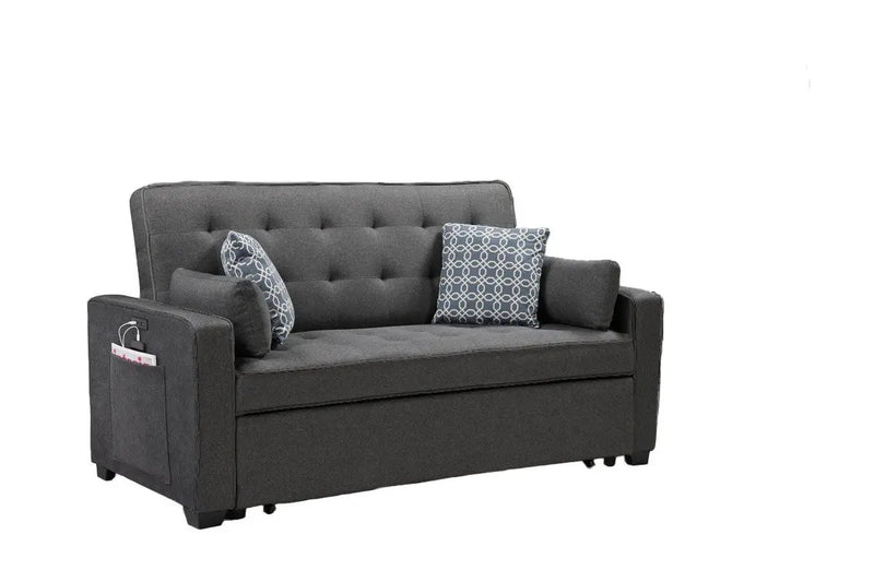 William - Sleeper Sofa With 2 USB Charging Ports And 4 Accent Pillows - Gray by Unique Piece Furniture