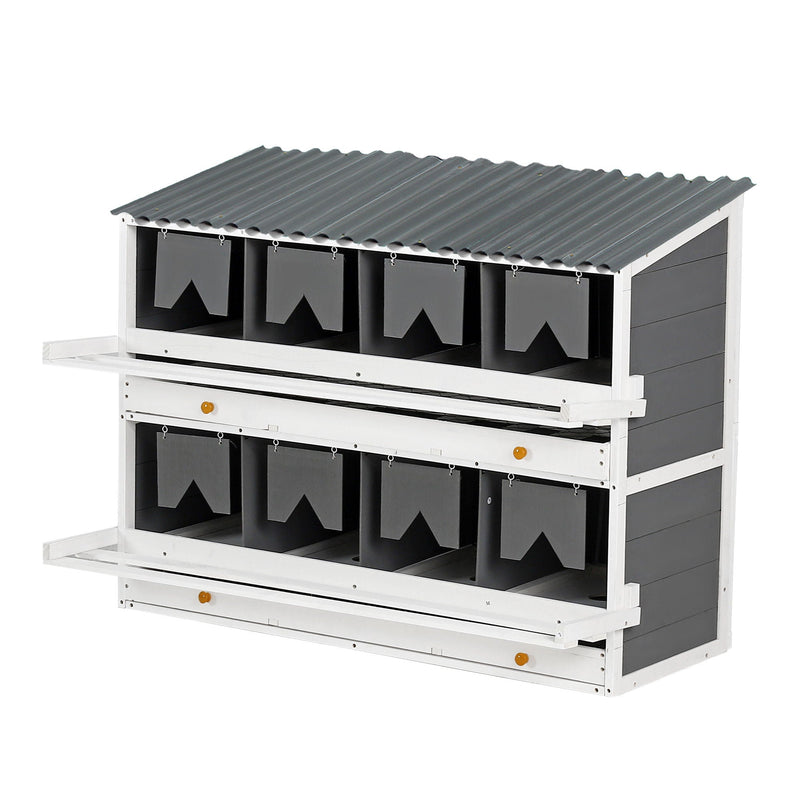 Wooden Chicken Nesting Box With 2 Egg Collection Drawers - White / Gray by HouseOfZazla