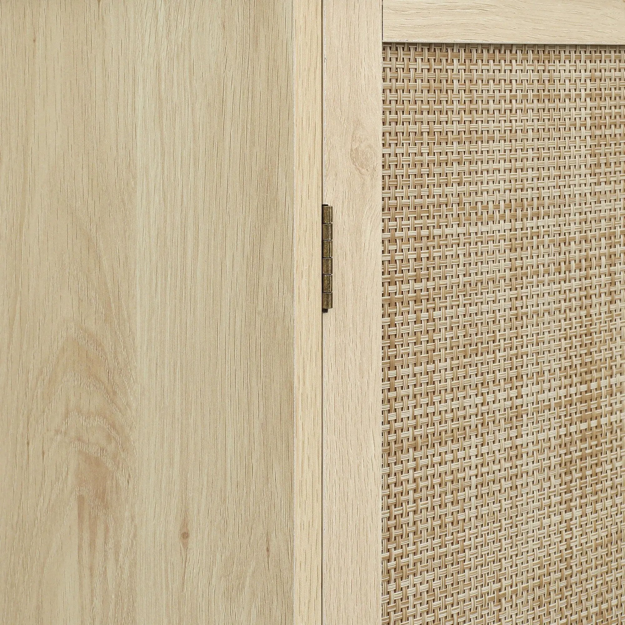 4 Door Storage Cabinet With 1 Drawer And 4 Adjustable Inner Shelves - Natural by HouseOfZazla