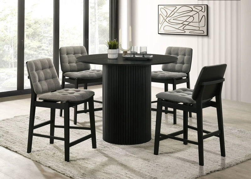 Hamlyn 43-inch Round Wood Counter Height Dining Table Black by Unique Piece Furniture