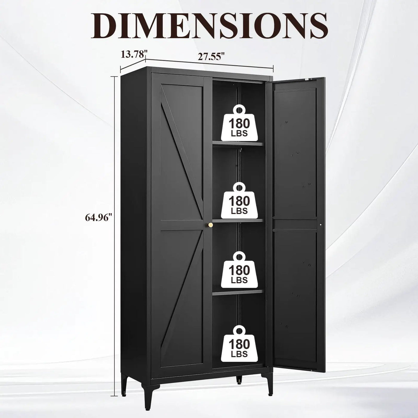Adjustable 2 Door Kitchen Pantry Cabinet With Striped Design by Unique Piece Furniture