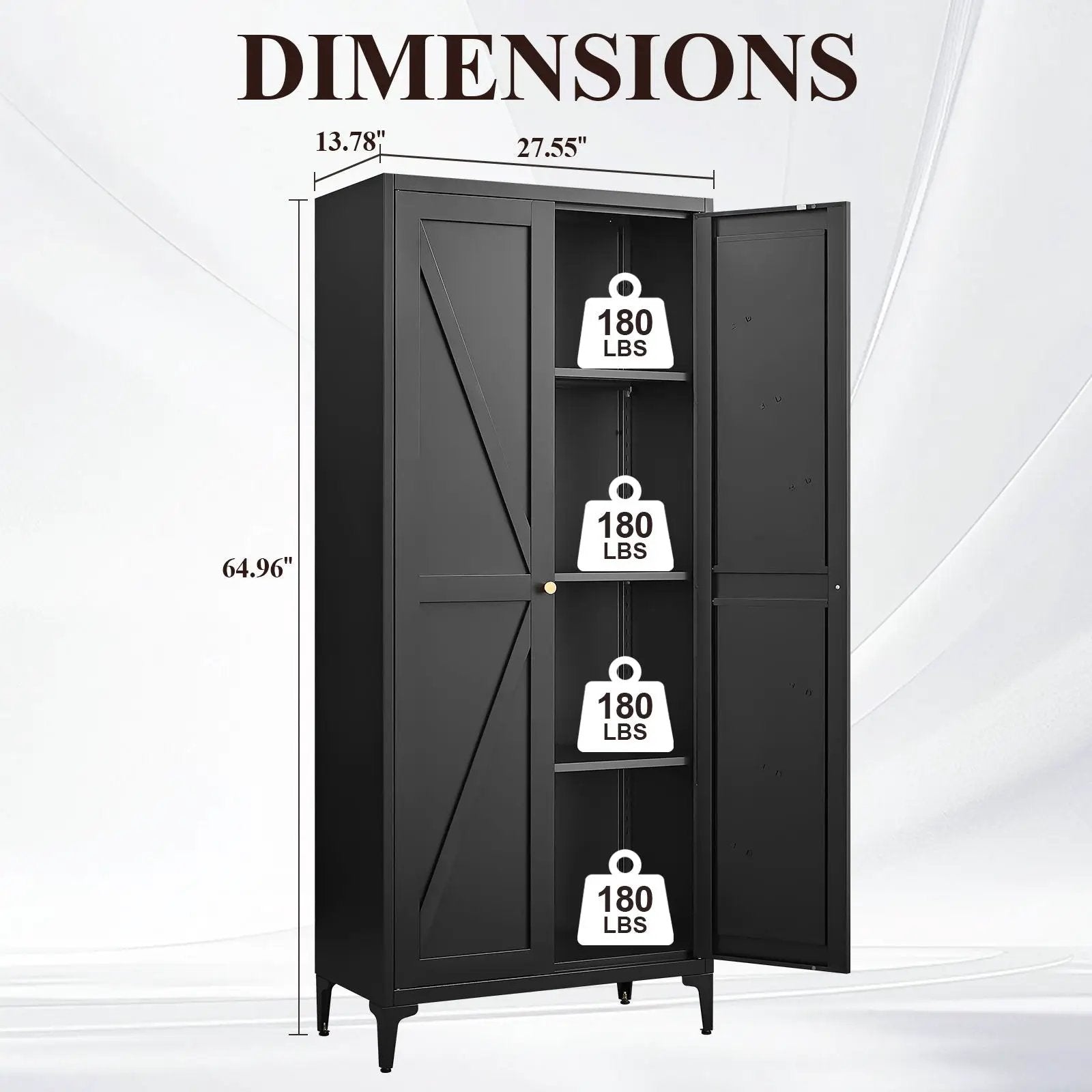Adjustable 2 Door Kitchen Pantry Cabinet With Striped Design by Unique Piece Furniture