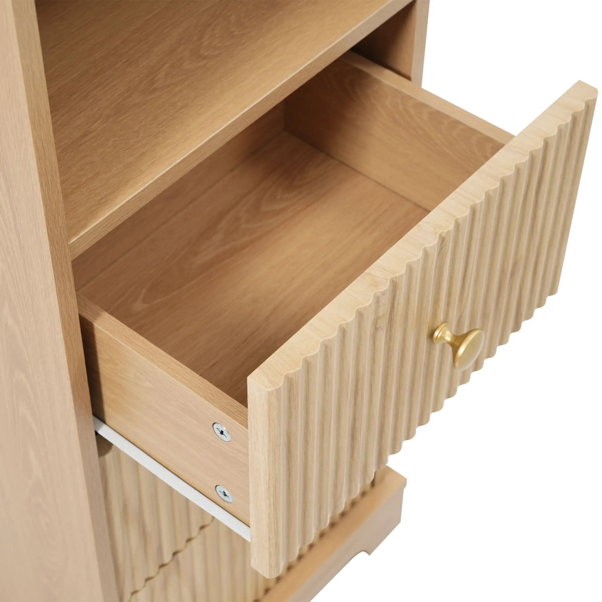 Tall Bathroom Cabinet With 1 Door, 3 Drawers, Open Storage - Wood by HouseOfZazla