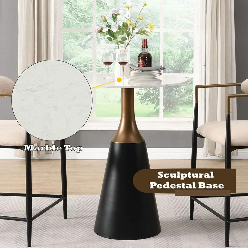 Jaramillo - Counter Height Table - Natural Marble Top & Black by Unique Piece Furniture