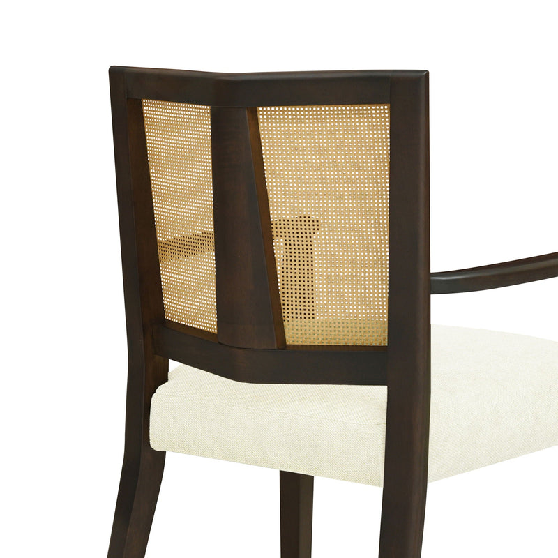 Mid Century Modern Arm Dining Chair Set With Rattan Backrest by HouseOfZazla