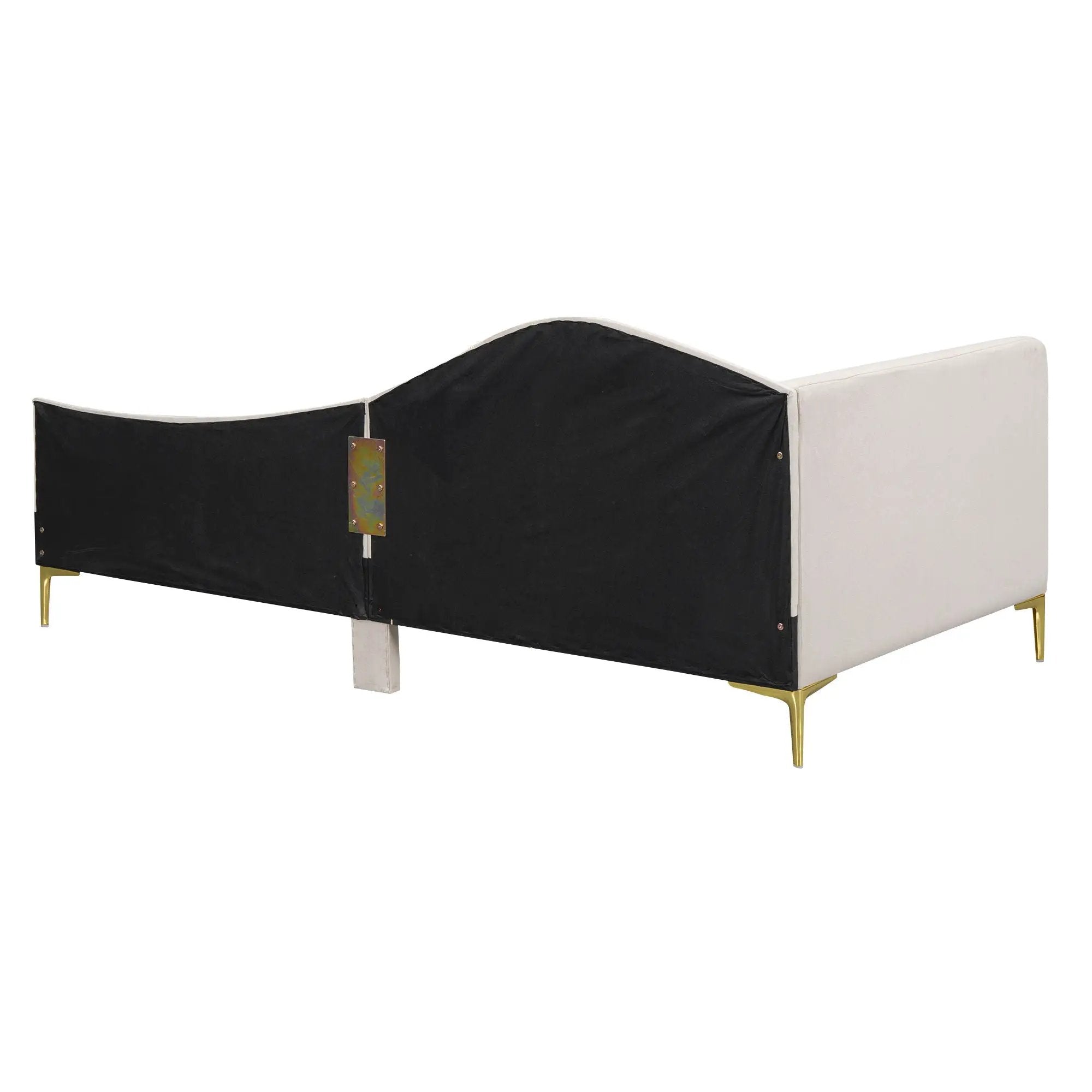 Upholstered Daybed With Headboard And Armrest, Support Legs by HouseOfZazla