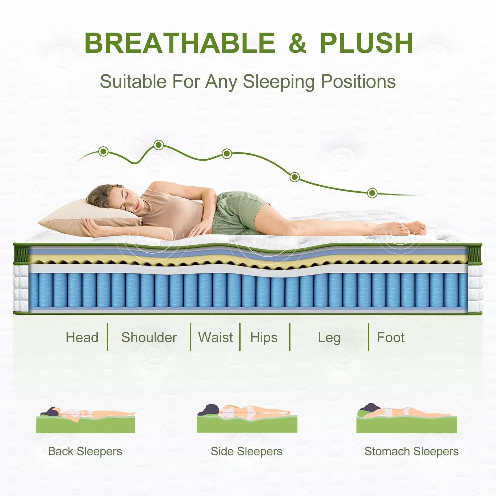 14 Inch Queen Size Hybrid Mattress by HouseOfZazla
