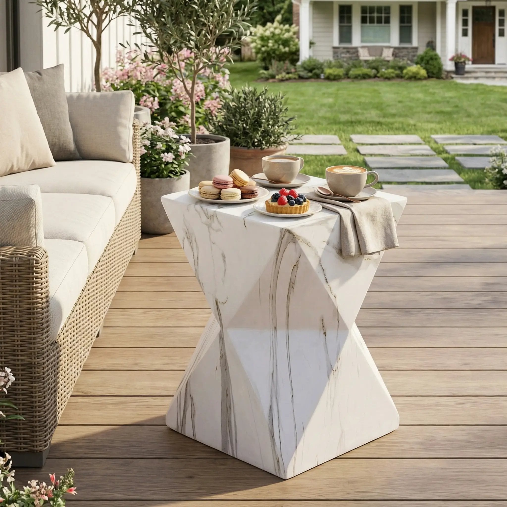 Modern Geometric MGO Side Table - Hourglass Accent Table by HouseOfZazla