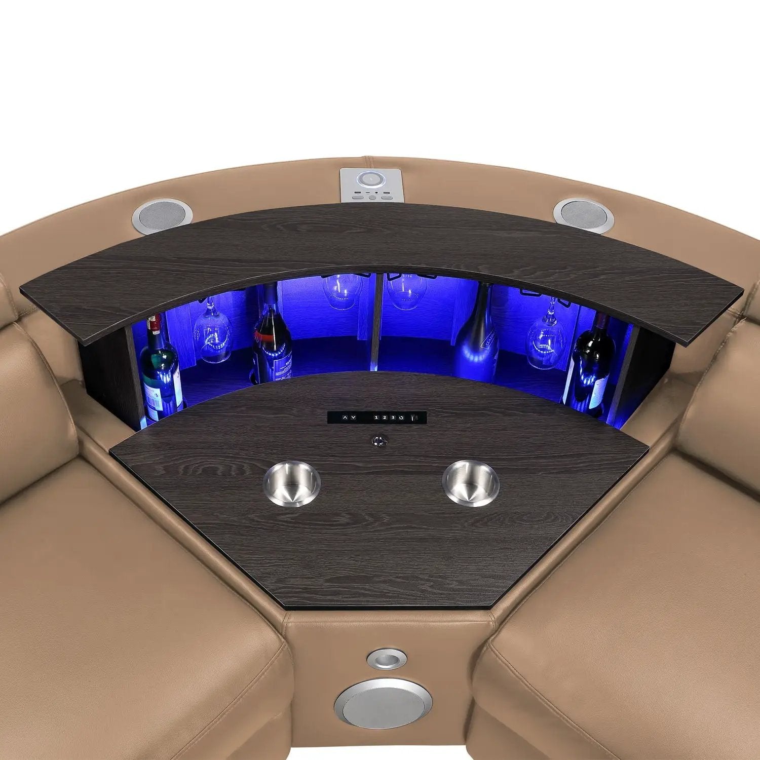 Nova - Sectional With Bluetooth Speaker, LED And Lifting Wine Cabinet by HouseOfZazla