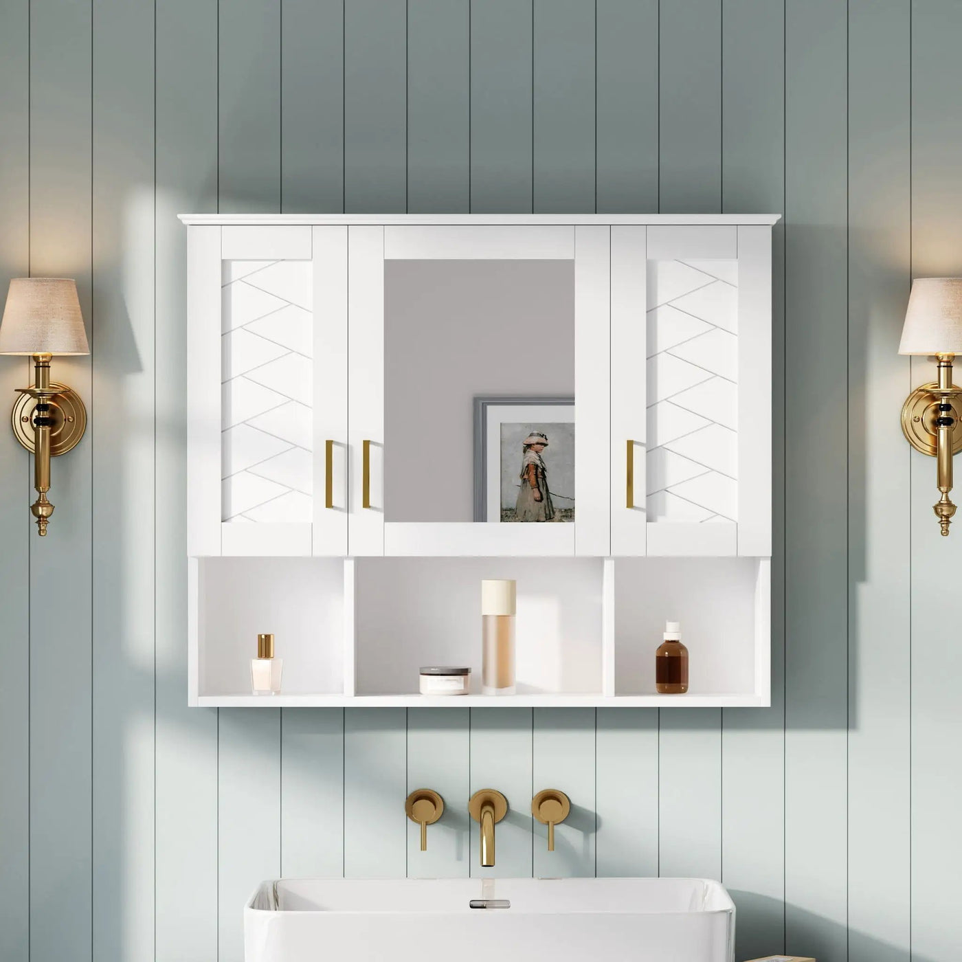 Modern Wall Mounted Medicine Cabinet With Adjustable Shelves, Soft Close Doors, High Define Mirror by Unique Piece Furniture