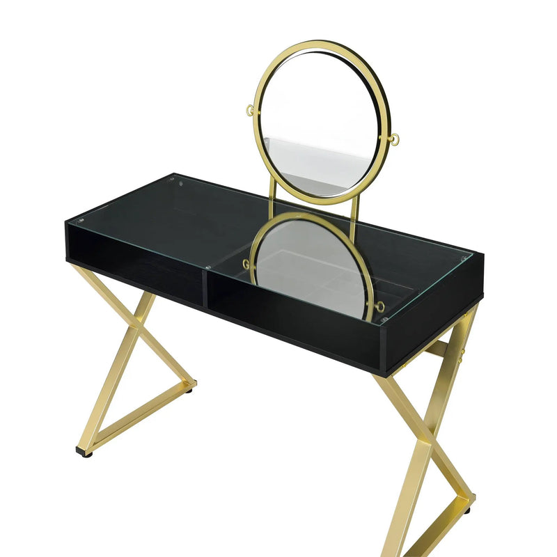 Black & Gold Finish Vanity Desk by HouseOfZazla