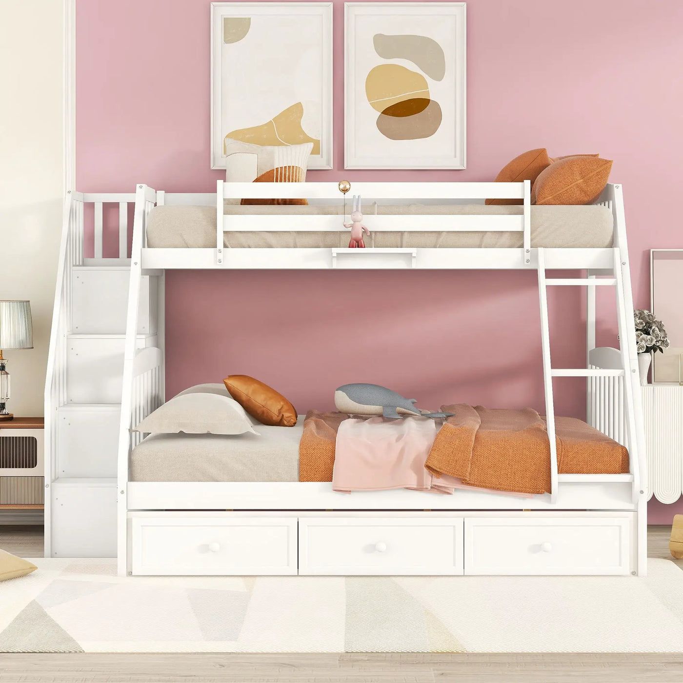 Bunk Bed With Drawers, Ladder And Storage Staircase by Unique Piece Furniture