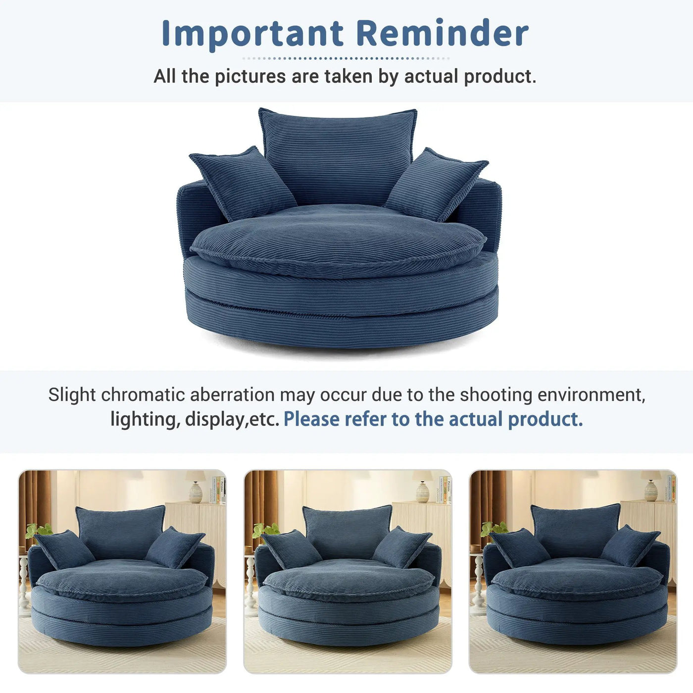 360° Swivel Accent Barrel Chair With Dual Layer Cushion And 3 Removable Pillows by HouseOfZazla