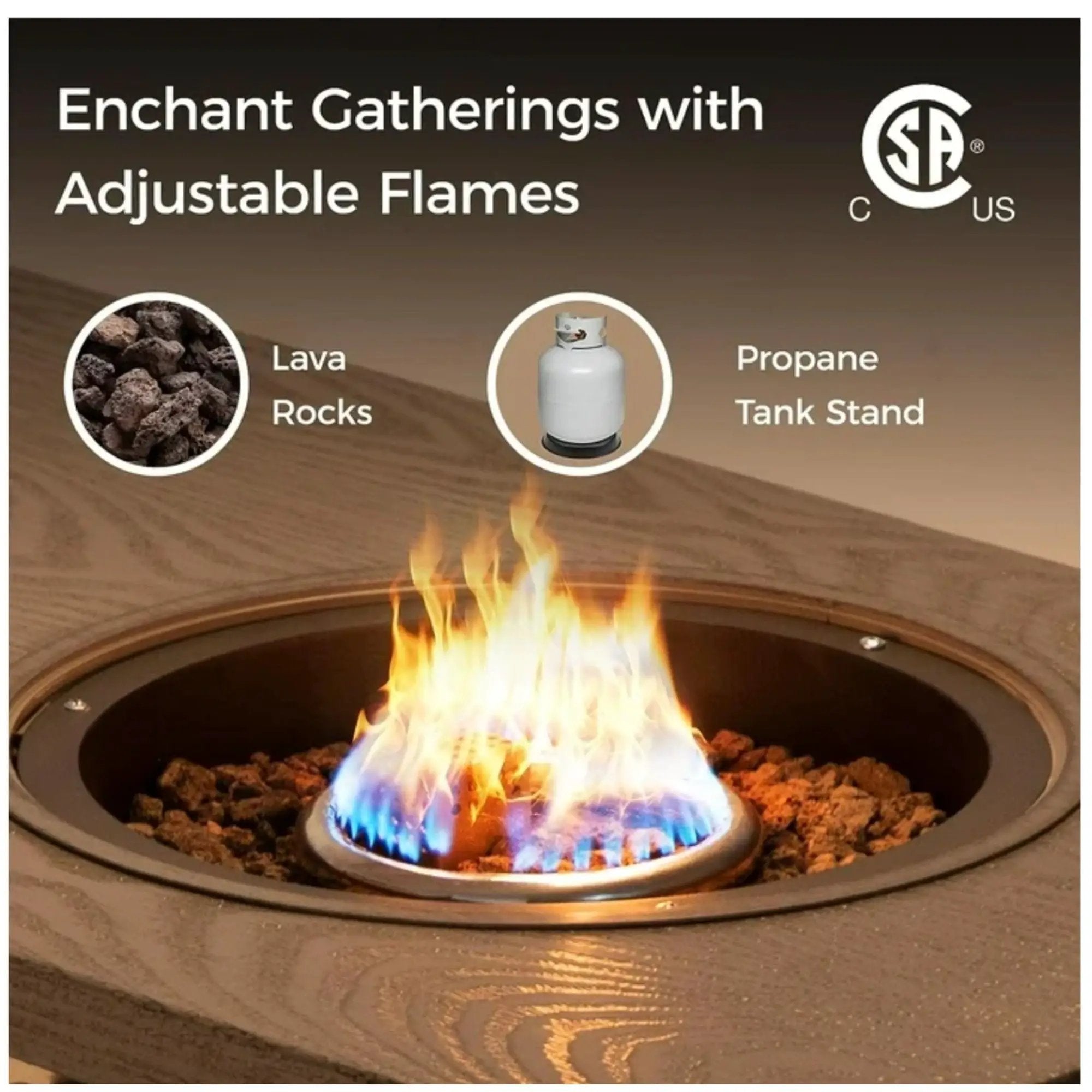 3 In 1 Outdoor Propane Fire Pit Table 50, 000 BTU With Ice Bucket - Beige by HouseOfZazla