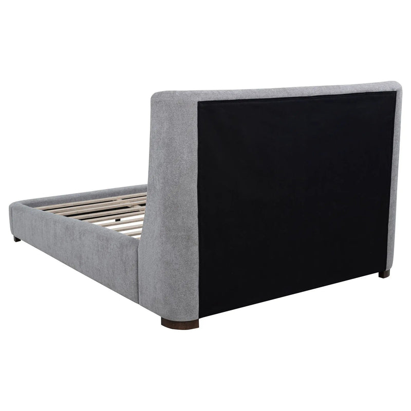 Rennes Upholstered Eastern King Wingback Platform Bed Grey by Unique Piece Furniture