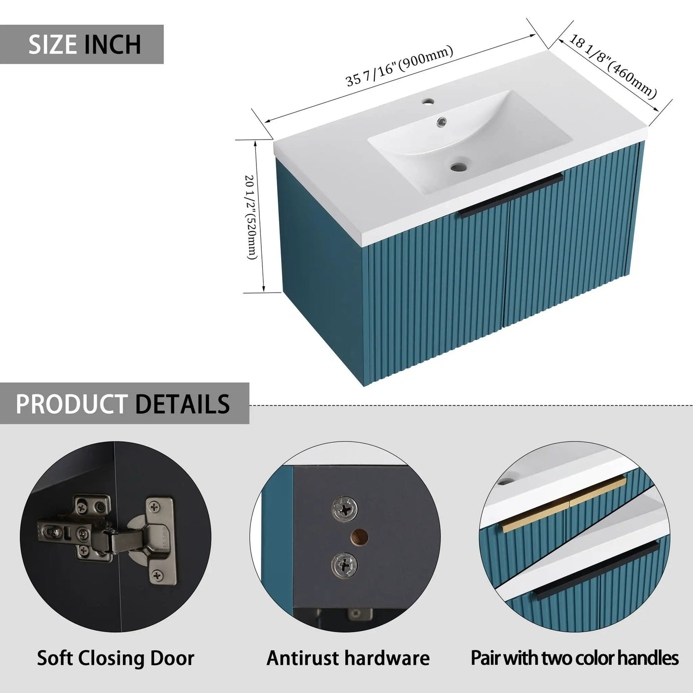 Contemporary Wall Mounted Bathroom Vanity With Resin Double Sink by HouseOfZazla
