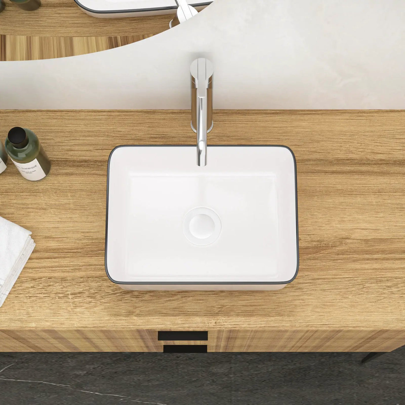 Modern European Style Ceramic Rectangular Vessel Bathroom Sink by HouseOfZazla
