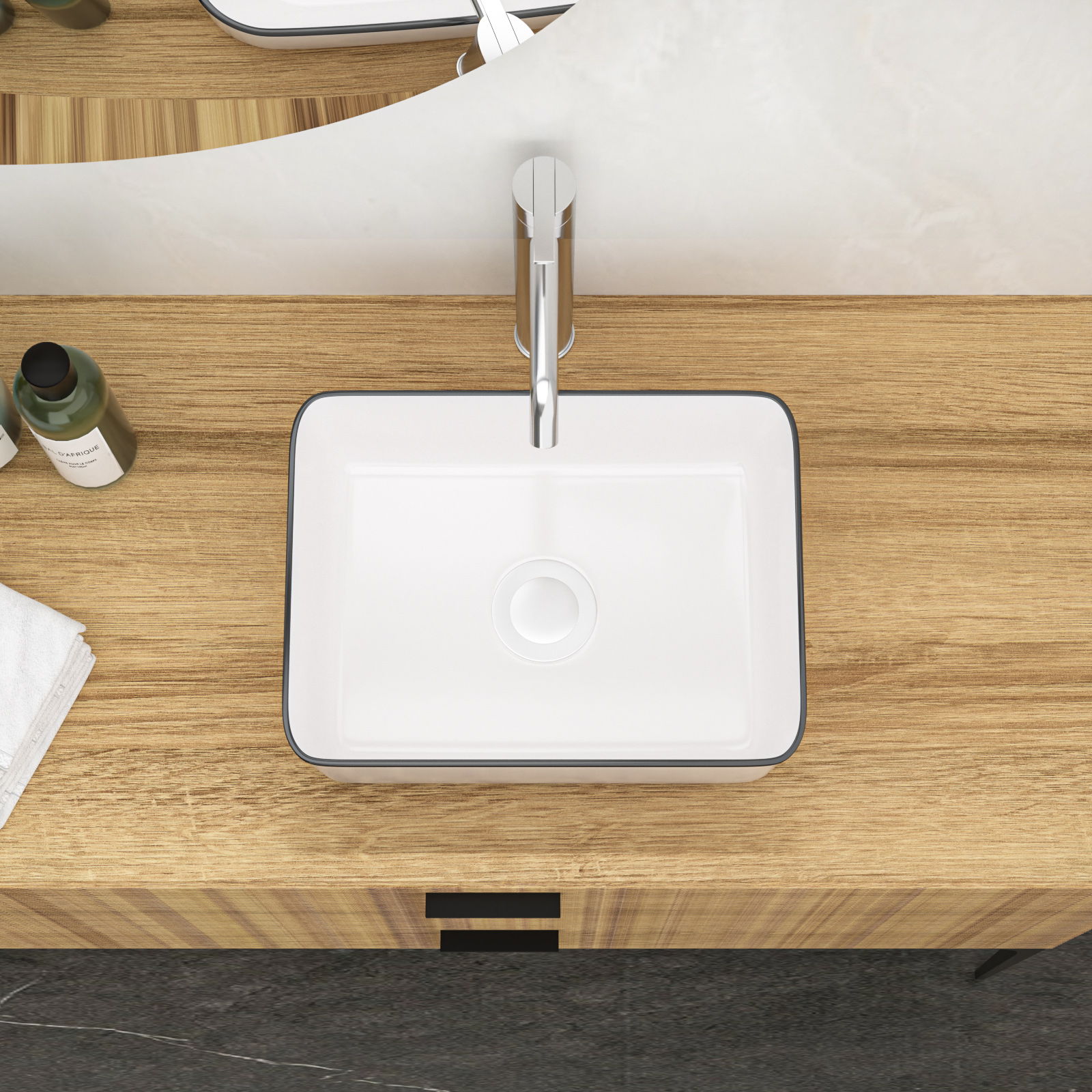 Modern European Style Ceramic Rectangular Vessel Bathroom Sink by HouseOfZazla
