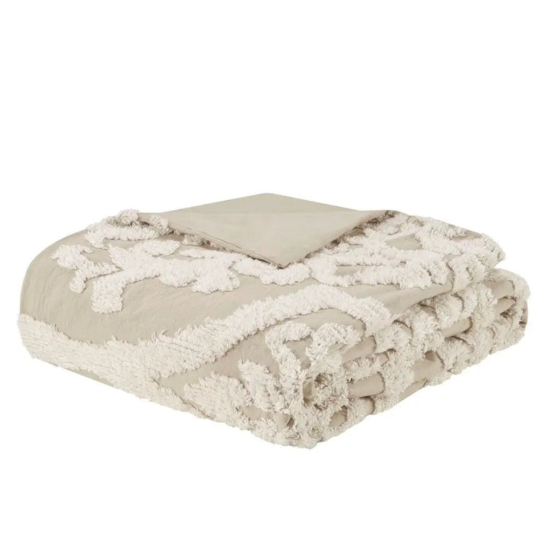 King/Cal King 3 Piece Tufted Cotton Chenille Damask Duvet Cover Set by HouseOfZazla