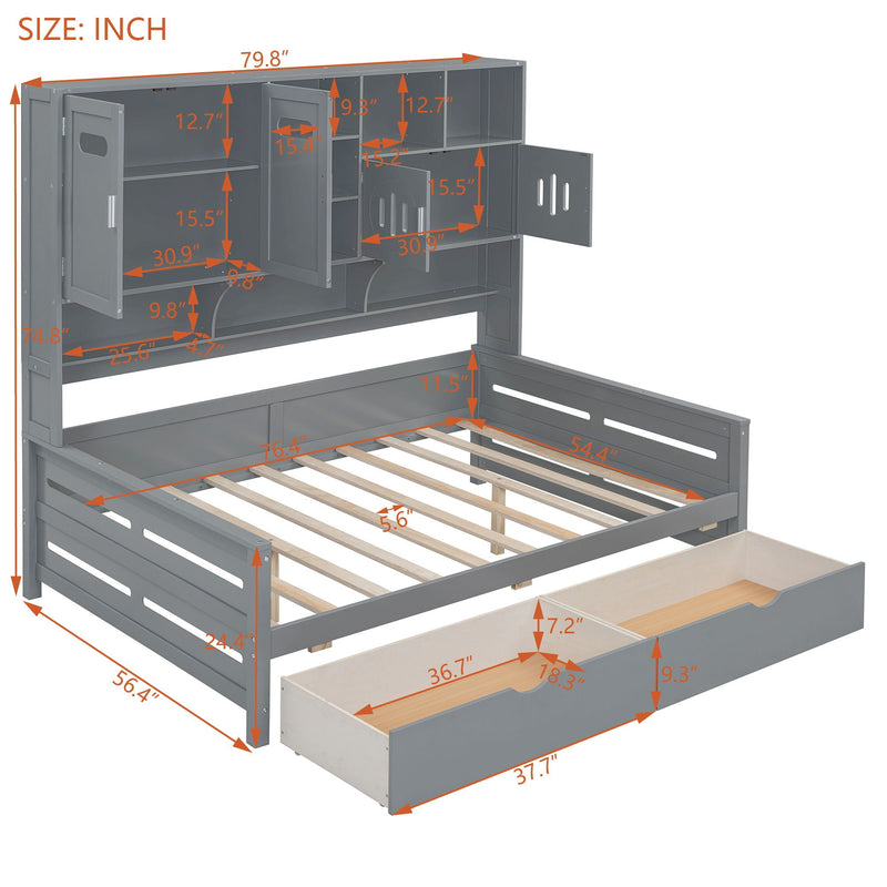 Daybed With All-In-One Cabinet And Shelf by HouseOfZazla